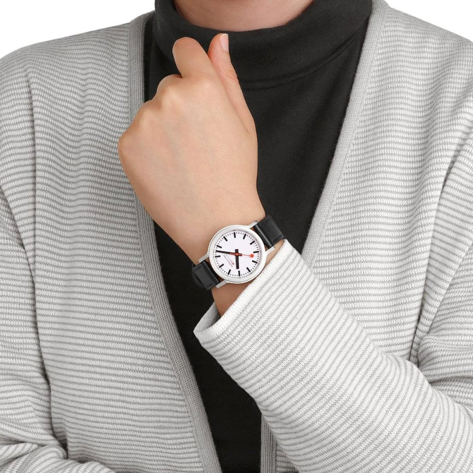 Mondaine Ladies Stop2Go 34mm Vegan Leather Strap Watch