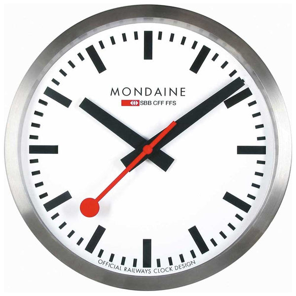 Mondaine Large 40cm Aluminium Brushed Wall Clock