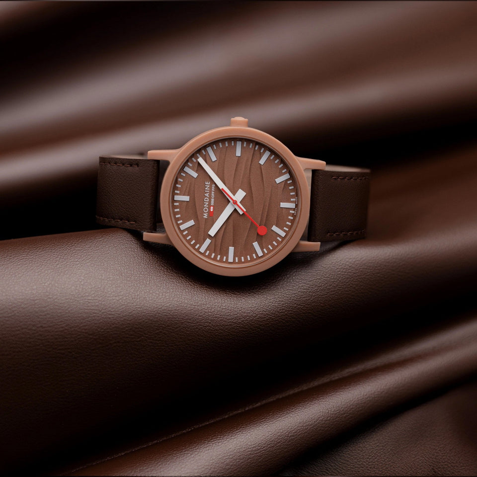 Mondaine Limited Edition Essence Mocha Brown Vegan Leather Watch (XXX/300)