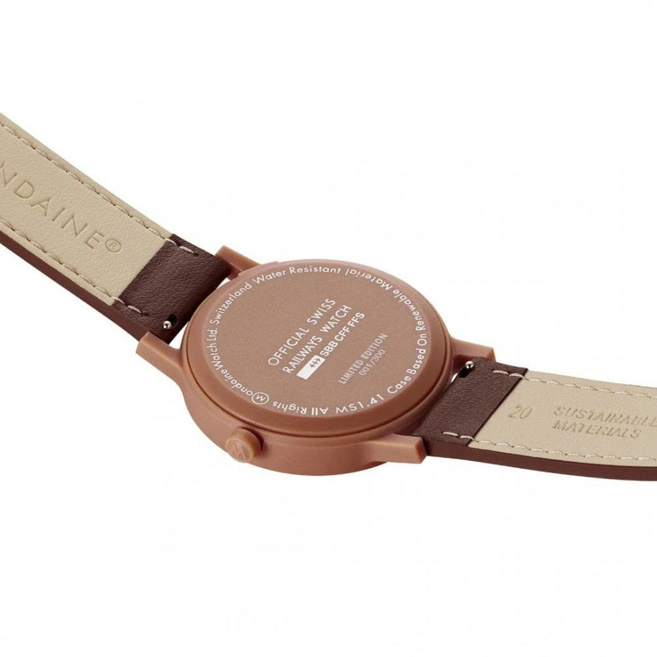Mondaine Limited Edition Essence Mocha Brown Vegan Leather Watch (XXX/300)