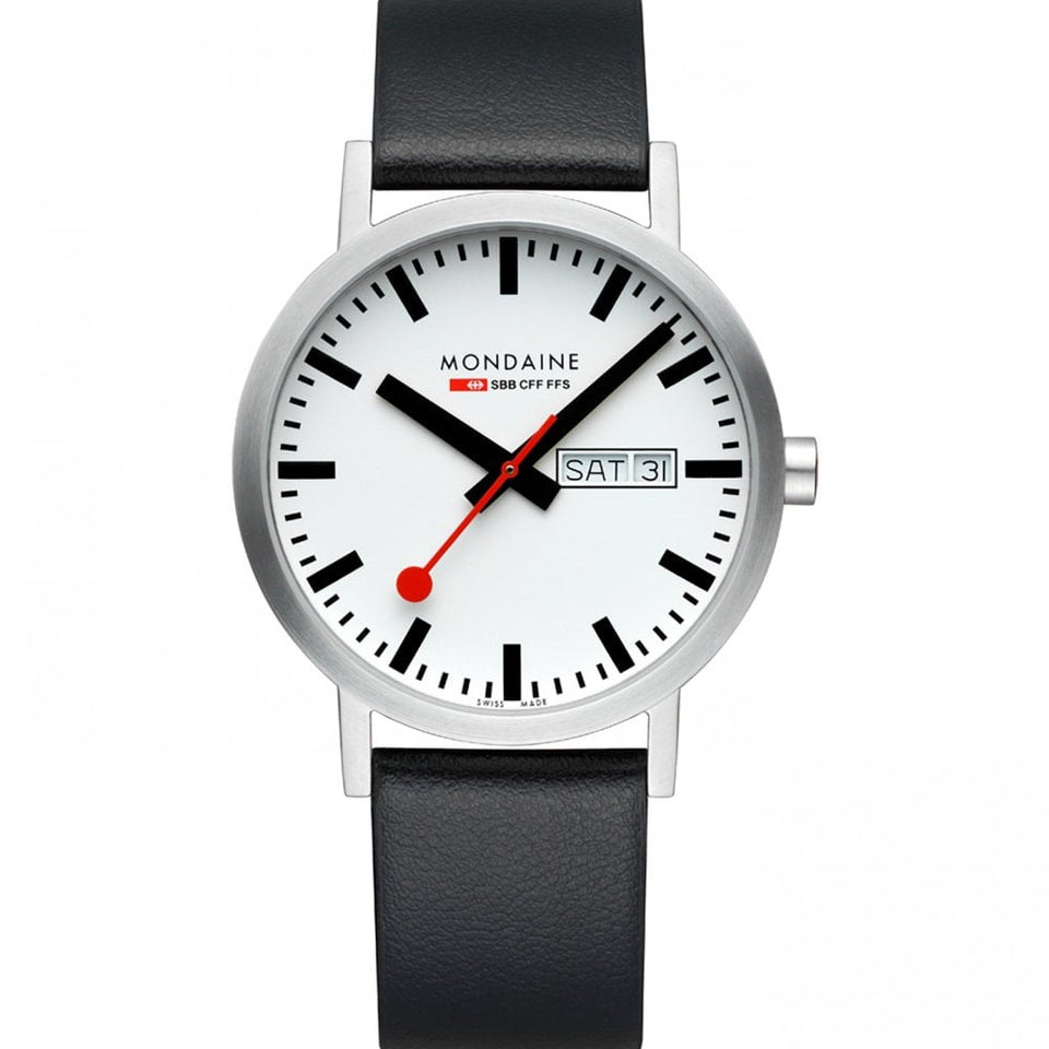 Mondaine Men's Classic 40mm Day/Date Vegan Leather Watch