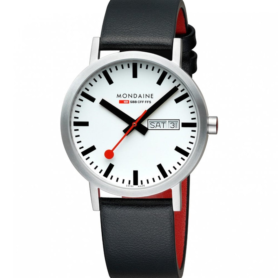 Mondaine Men's Classic 40mm Day/Date Vegan Leather Watch