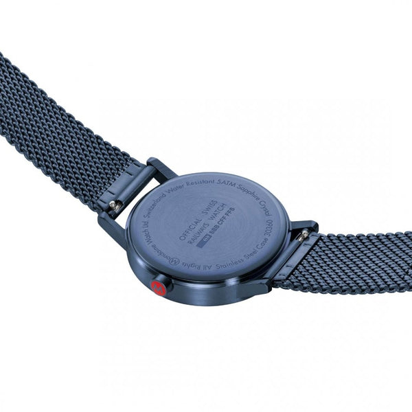 Mondaine Men's Classic Blue IP Plated Mesh Bracelet Watch