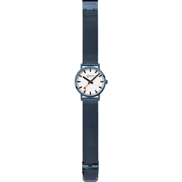 Mondaine Men's Classic Blue IP Plated Mesh Bracelet Watch