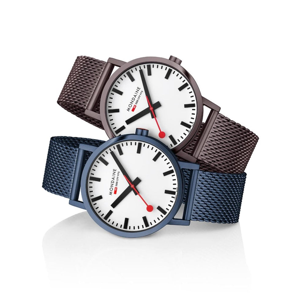 Mondaine Men's Classic Blue IP Plated Mesh Bracelet Watch