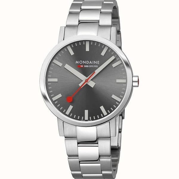 Mondaine Men's Classic Cool Grey Dial 40mm Bracelet Watch