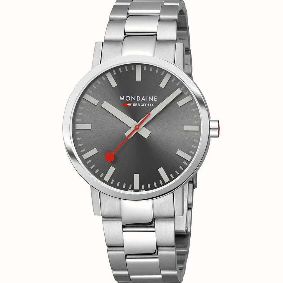 Mondaine Men's Classic Cool Grey Dial 40mm Bracelet Watch