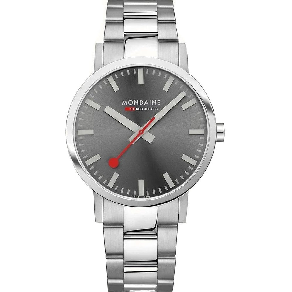 Mondaine Men's Classic Cool Grey Dial 40mm Bracelet Watch