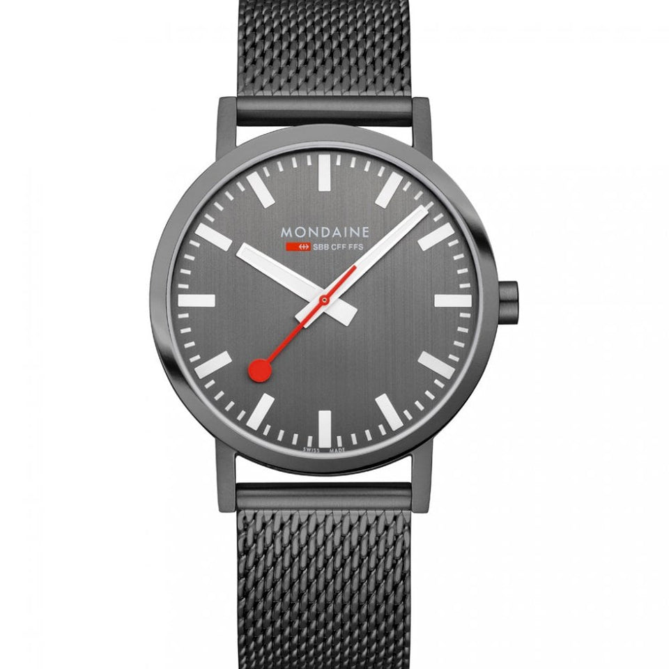 Mondaine Men's Classic Mesh Anthracite Dial 40mm Watch