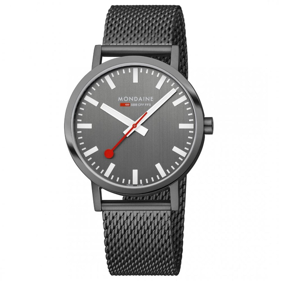 Mondaine Men's Classic Mesh Anthracite Dial 40mm Watch