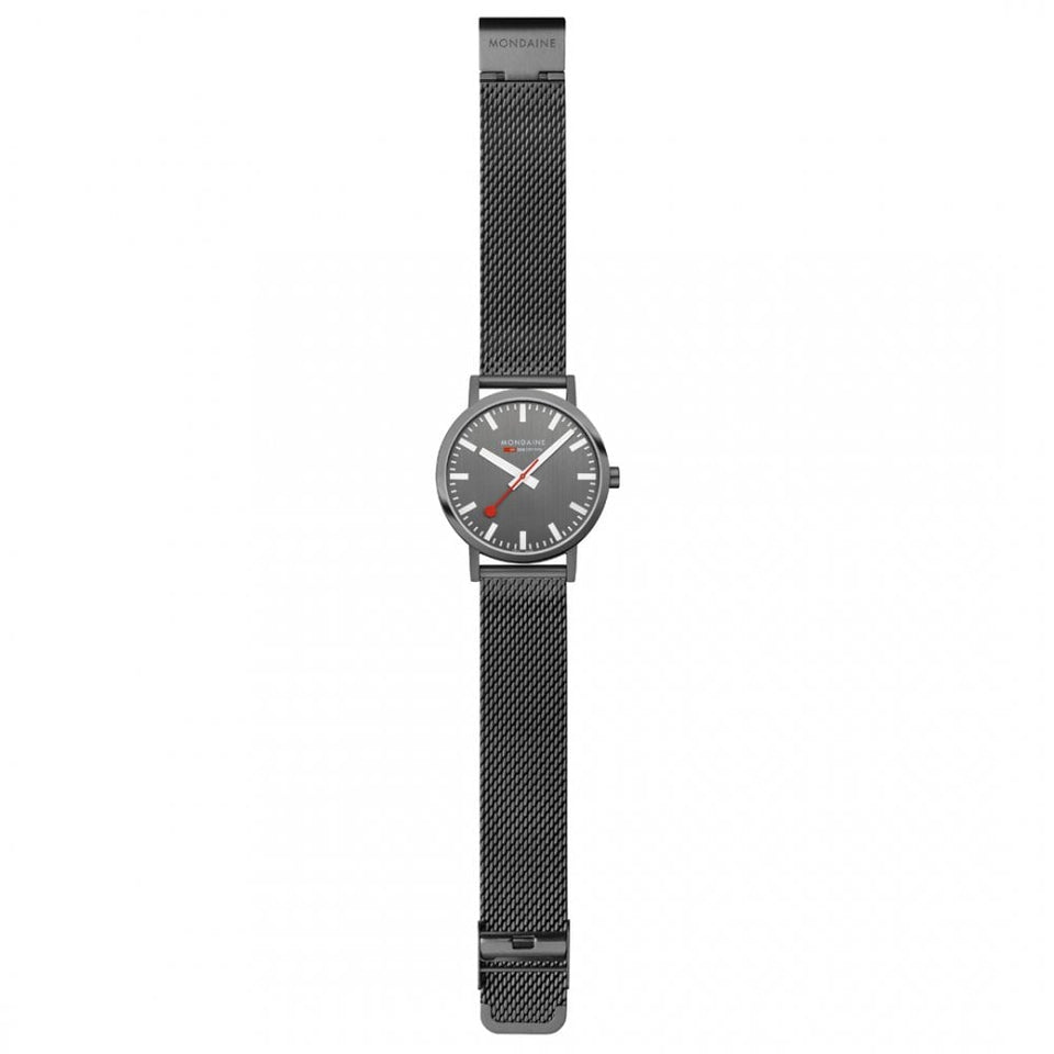 Mondaine Men's Classic Mesh Anthracite Dial 40mm Watch