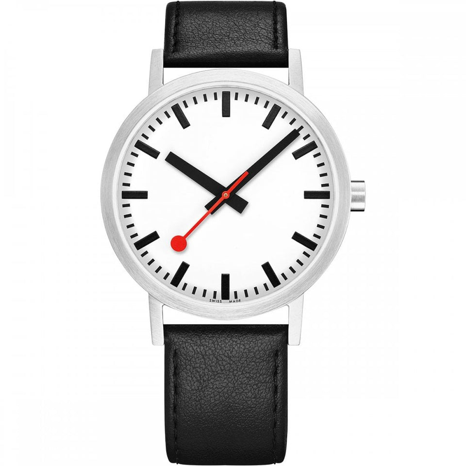 Mondaine Men's Classic Pure 40mm Watch | Black Strap