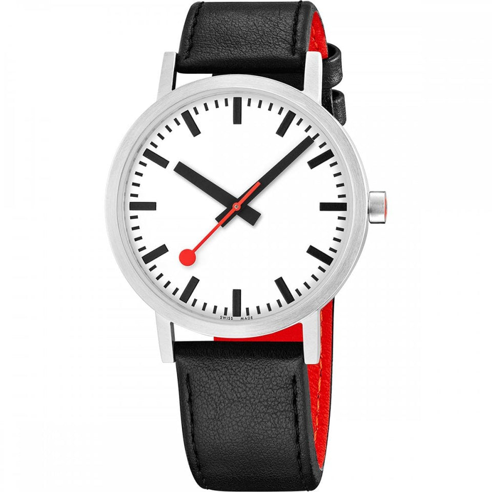 Mondaine Men's Classic Pure 40mm Watch | Black Strap