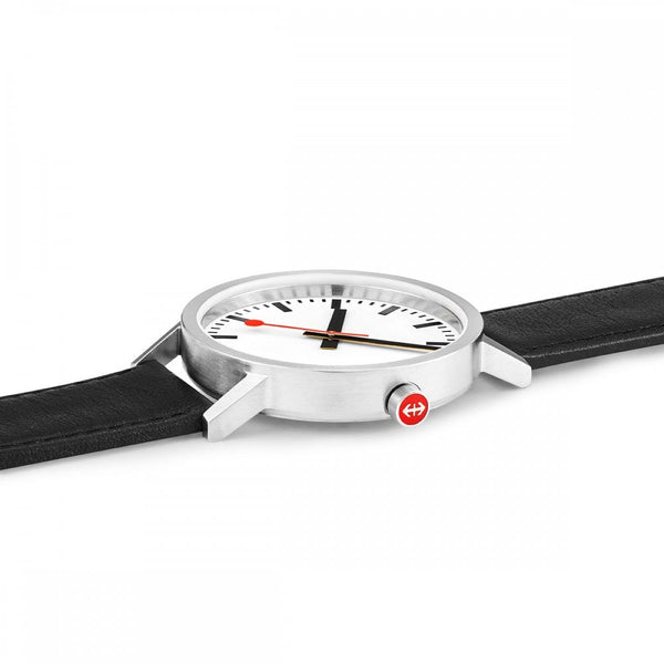 Mondaine Men's Classic Pure 40mm Watch | Black Strap