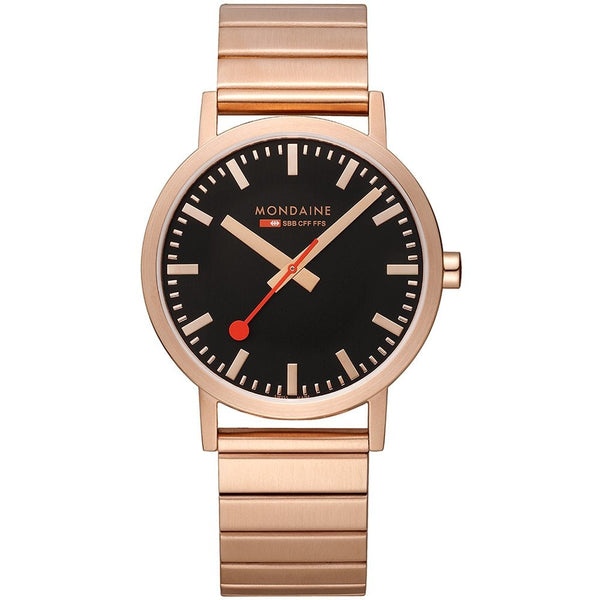Mondaine Men's Classic Rose Gold Tone Watch, 40mm