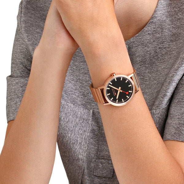 Mondaine Men's Classic Rose Gold Tone Watch, 40mm