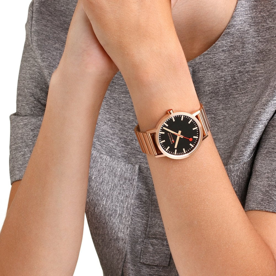 Mondaine Men's Classic Rose Gold Tone Watch, 40mm