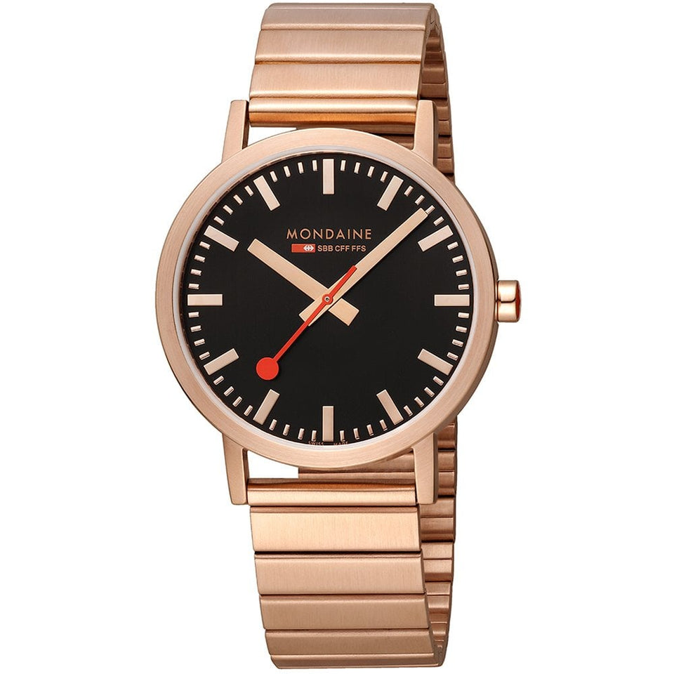 Mondaine Men's Classic Rose Gold Tone Watch, 40mm