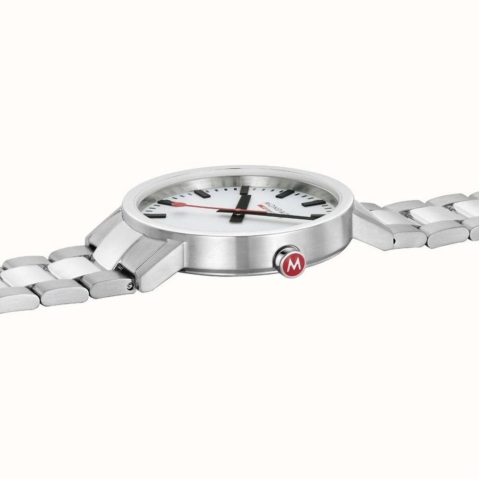 Mondaine Men's Classic White Dial 40mm Bracelet Watch