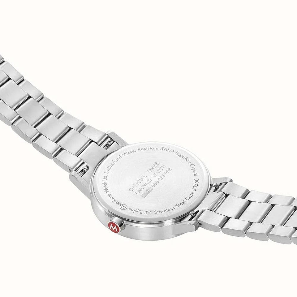 Mondaine Men's Classic White Dial 40mm Bracelet Watch