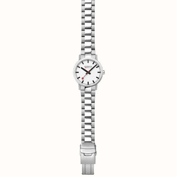 Mondaine Men's Classic White Dial 40mm Bracelet Watch