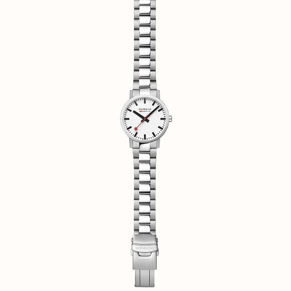 Mondaine Men's Classic White Dial 40mm Bracelet Watch