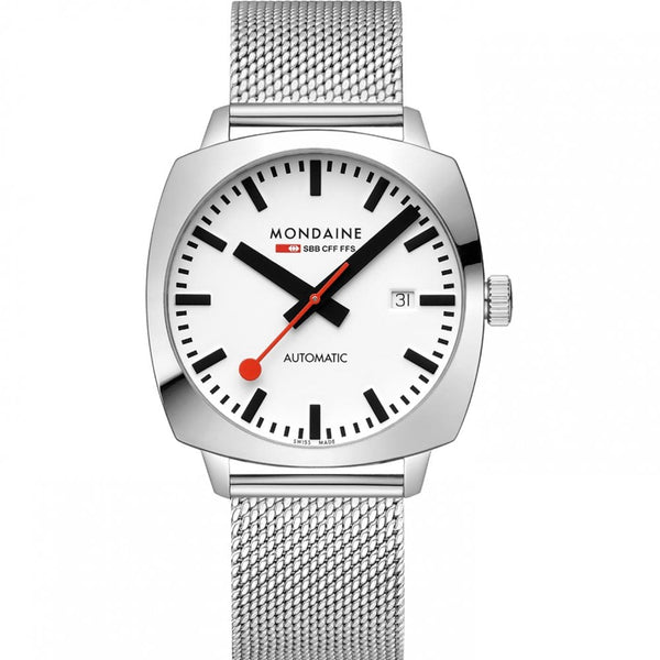 Mondaine Men's Cushion 39mm Mesh Bracelet Watch