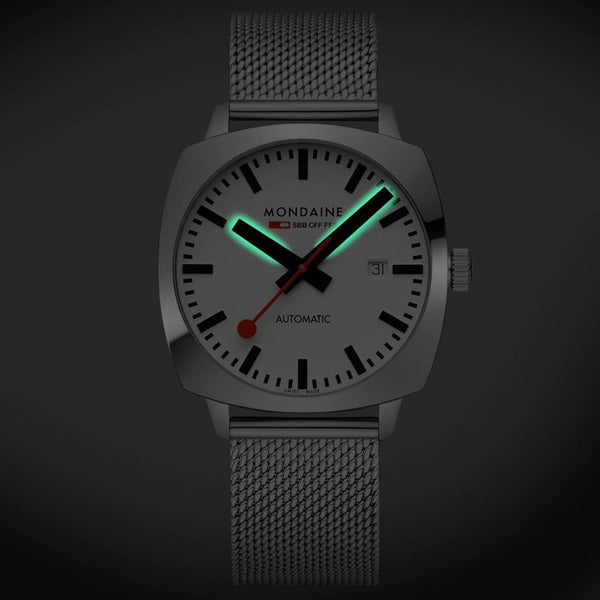 Mondaine Men's Cushion 39mm Mesh Bracelet Watch