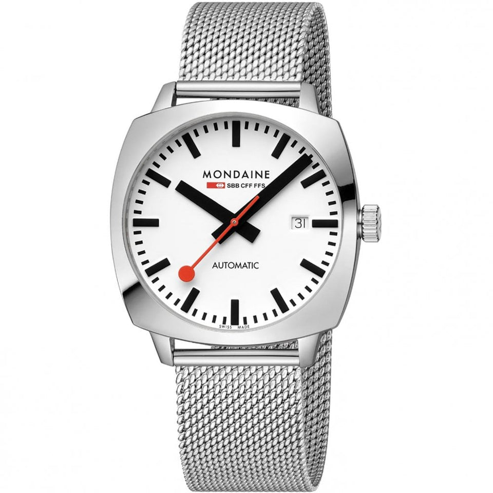 Mondaine Men's Cushion 39mm Mesh Bracelet Watch