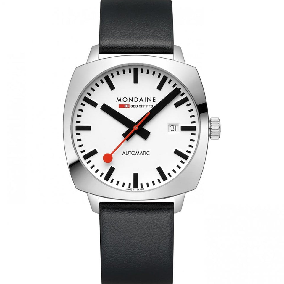 Mondaine Men's Cushion 39mm Vegan Grape Leather Watch