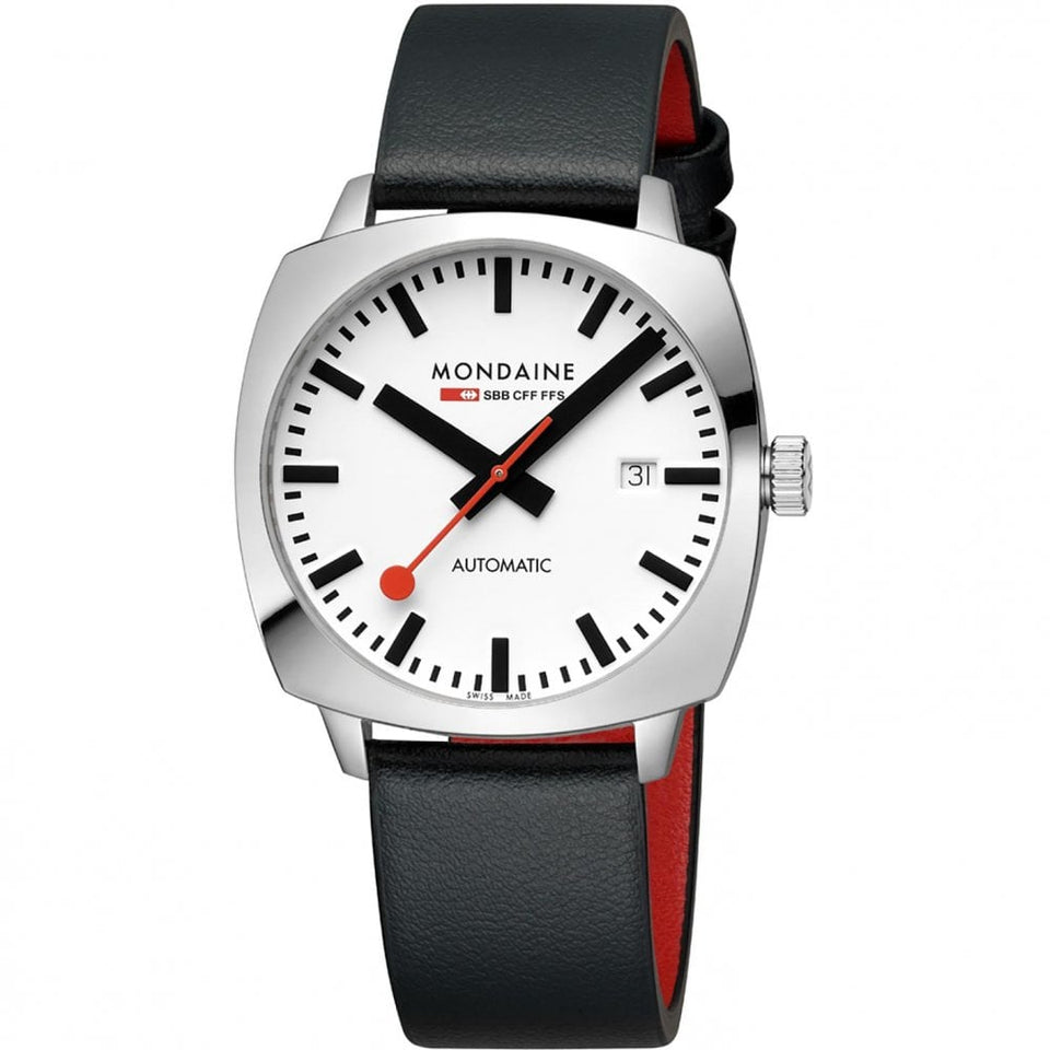 Mondaine Men's Cushion 39mm Vegan Grape Leather Watch