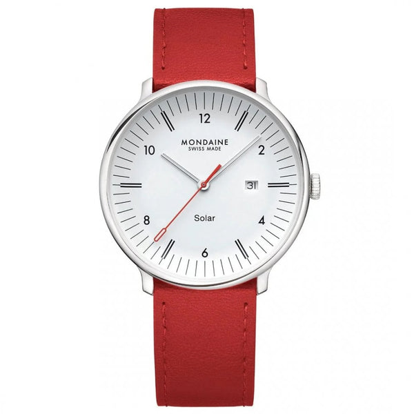 Mondaine Men's Doppio 41mm Red Vegan Leather Watch