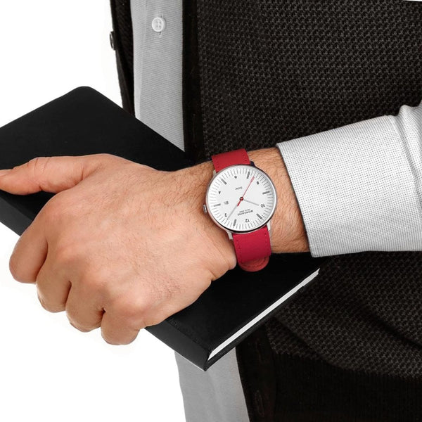 Mondaine Men's Doppio 41mm Red Vegan Leather Watch