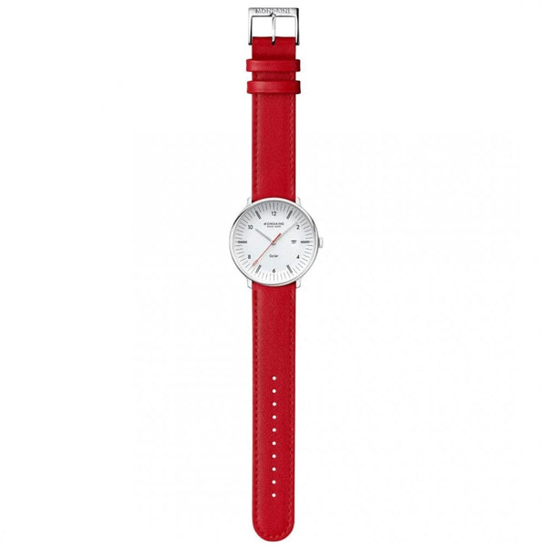 Mondaine Men's Doppio 41mm Red Vegan Leather Watch