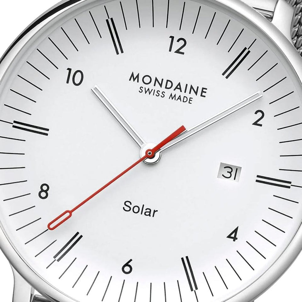 Mondaine Men's Doppio 41mm Solar Mesh Bracelet Watch