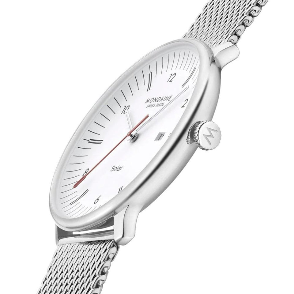 Mondaine Men's Doppio 41mm Solar Mesh Bracelet Watch