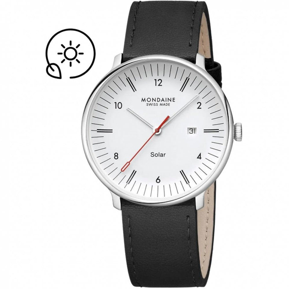 Mondaine Men's Doppio 41mm Solar Vegan Leather Watch