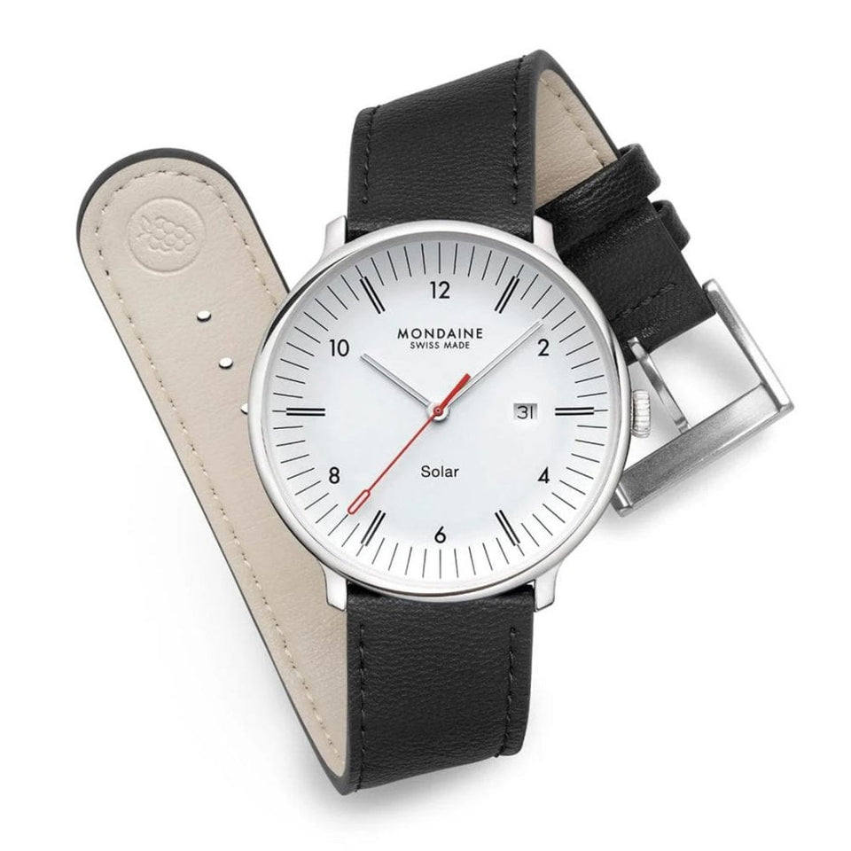 Mondaine Men's Doppio 41mm Solar Vegan Leather Watch