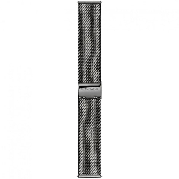 Mondaine Men's Doppio Black Dial Mesh Bracelet Watch