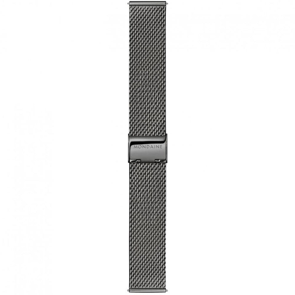 Mondaine Men's Doppio Black Dial Mesh Bracelet Watch