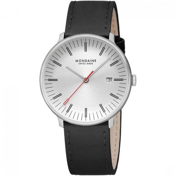 Mondaine Men's Doppio Black Vegan Grape Leather Watch