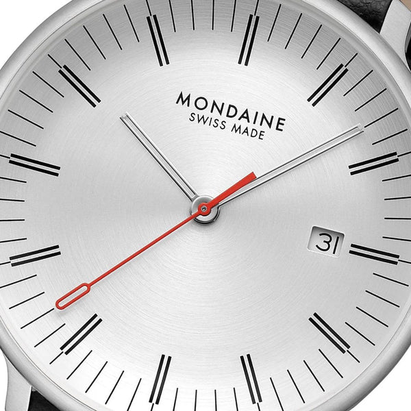 Mondaine Men's Doppio Black Vegan Grape Leather Watch