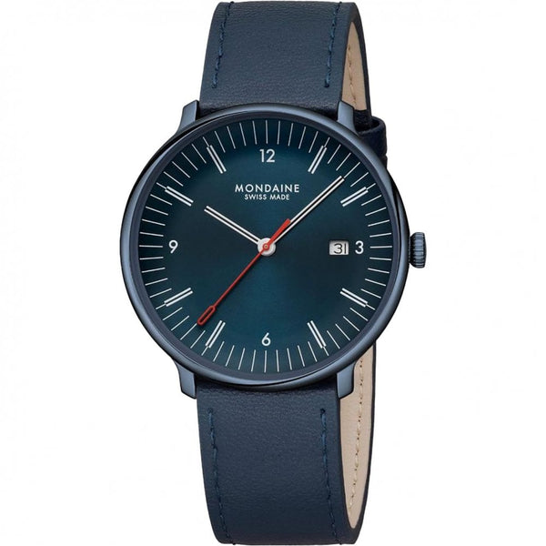 Mondaine Men's Doppio Blue Dial Vegan Apple Leather Watch