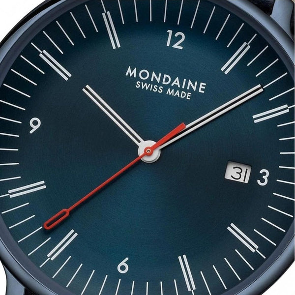 Mondaine Men's Doppio Blue Dial Vegan Apple Leather Watch