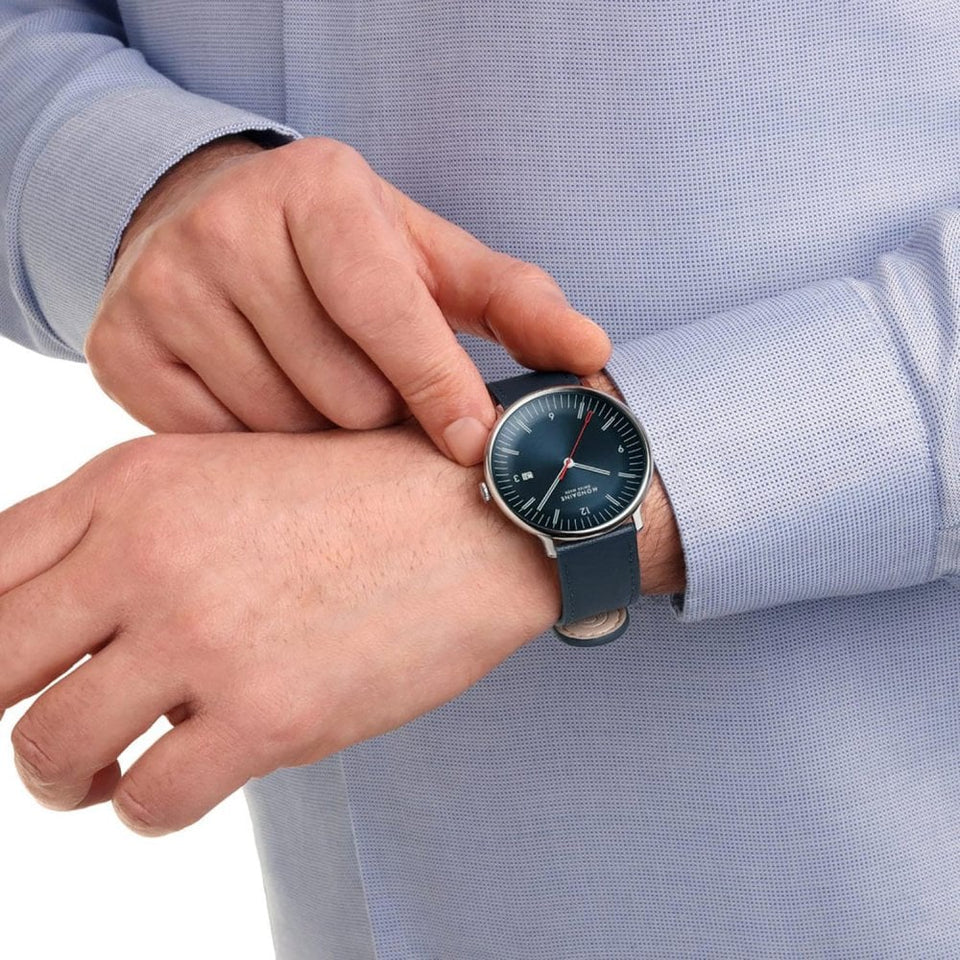 Mondaine Men's Doppio Blue Vegan Apple Leather Watch Set