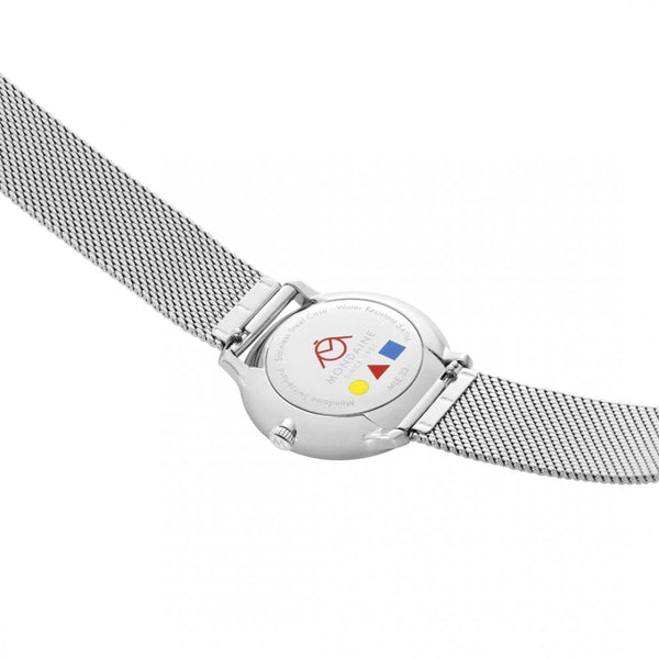 Mondaine Men's Doppio Multicoloured Silver Dial Mesh Bracelet