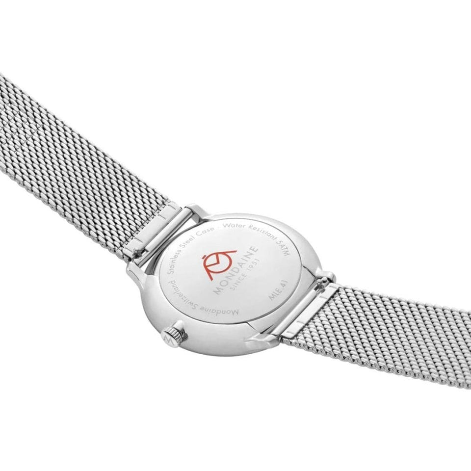 Mondaine Men's Doppio Polished Mesh Bracelet Watch
