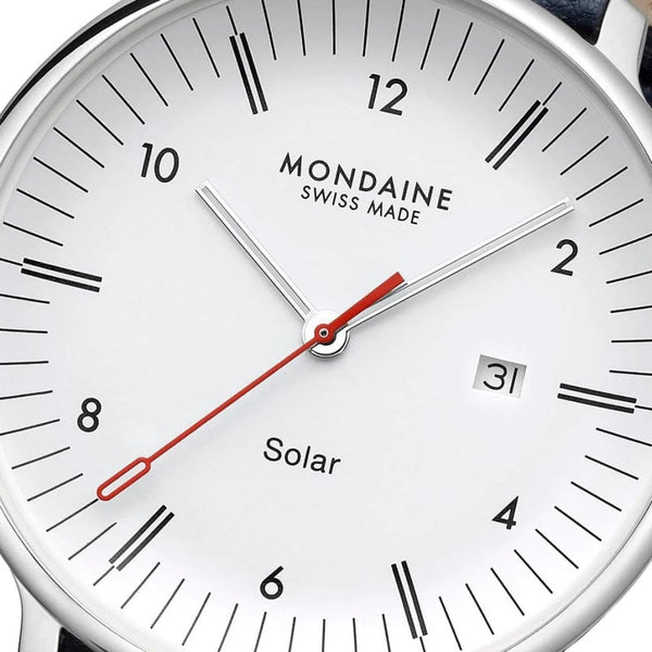 Mondaine Men's Doppio Solar Blue Vegan Leather Watch