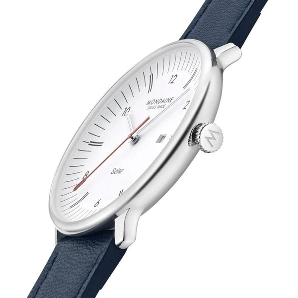 Mondaine Men's Doppio Solar Blue Vegan Leather Watch