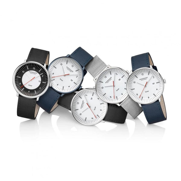 Mondaine Men's Doppio Solar Blue Vegan Leather Watch